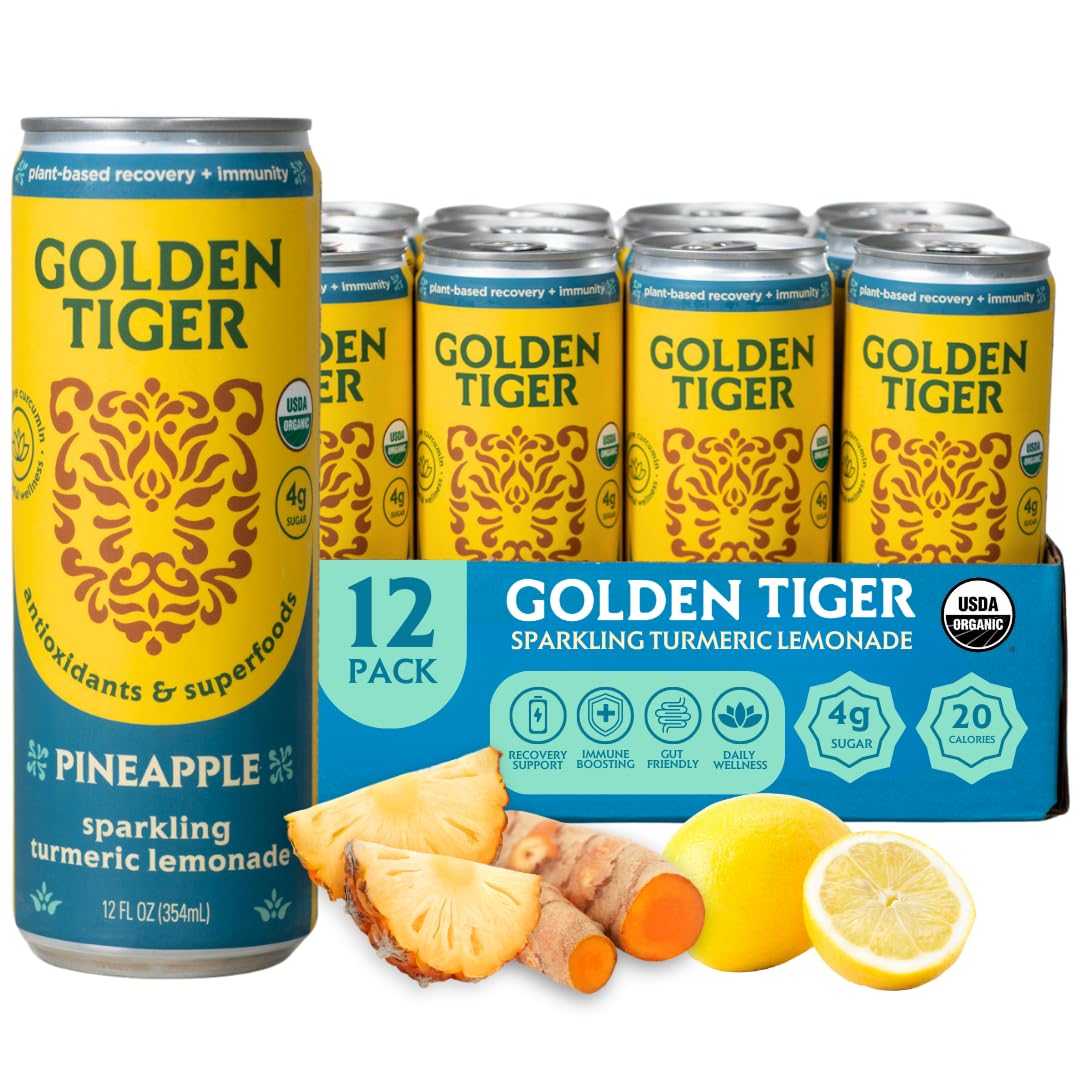 Golden Tiger Turmeric Sparkling Lemonade for Inflammation Relief