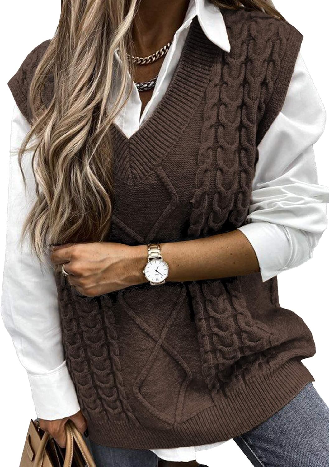 EVALESS Oversized Sweater Vest for Women - Stylish and Comfy