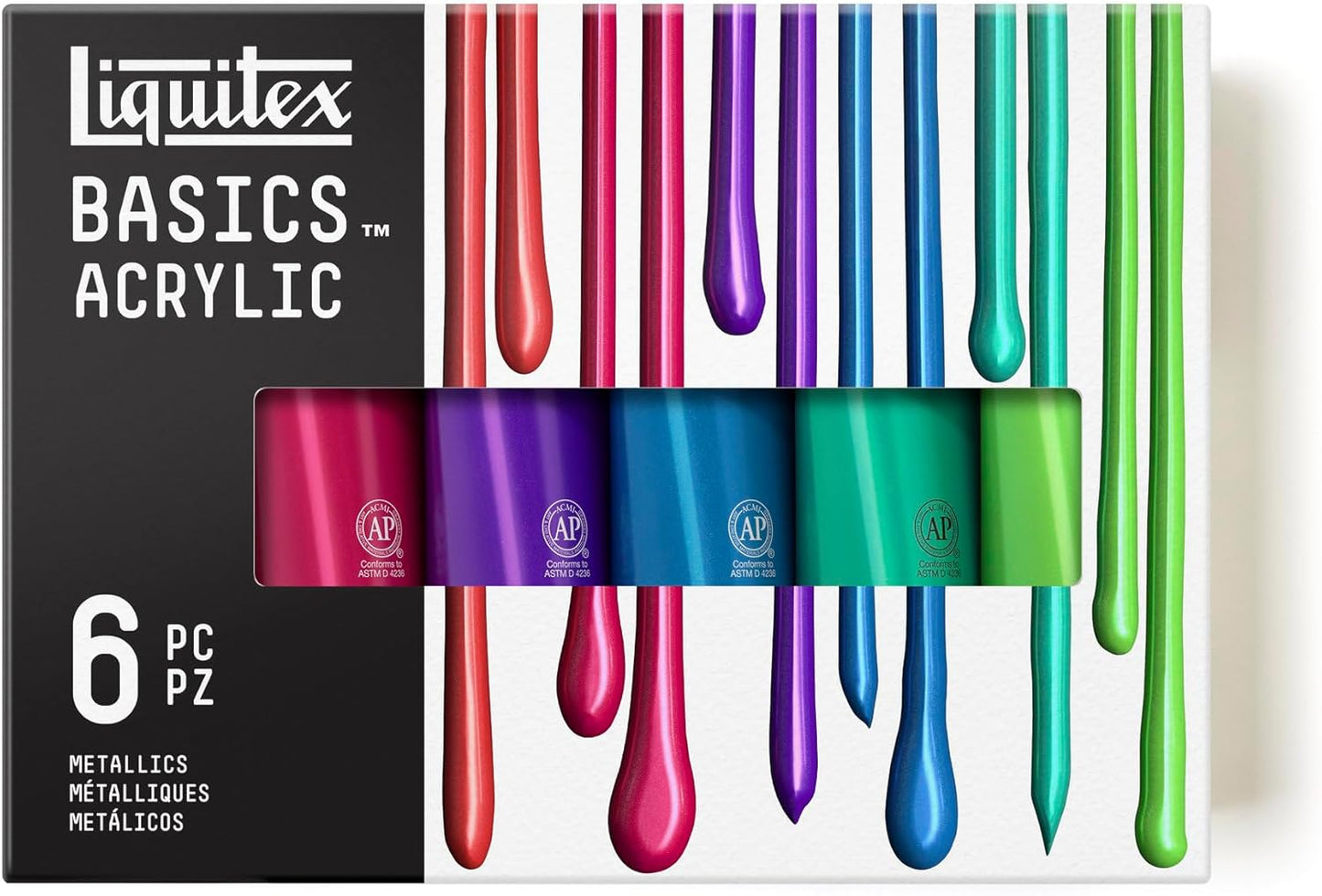 Liquitex BASICS Acrylic Paint Set with 6 Metallic Colors