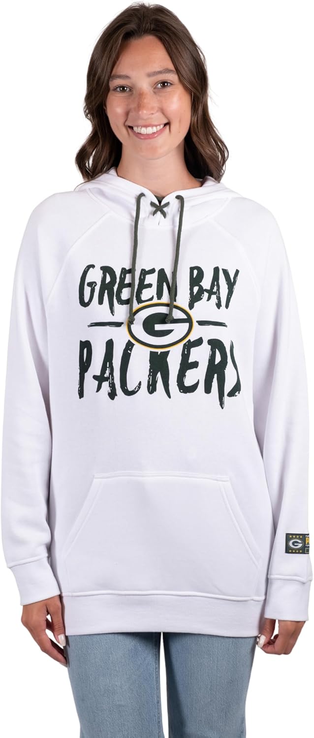 Ultra Game Women's NFL Super Soft Tie Neck Hoodie Sweatshirt
