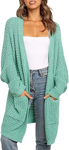 MEROKEETY Women's Oversized Long Batwing Sleeve Cardigan Sweater