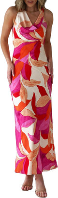 Elegant Women's Satin Backless Maxi Dress for Weddings and Parties