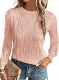 Womens Crewneck Textured Loose Long Sleeve Top - Dressy Casual