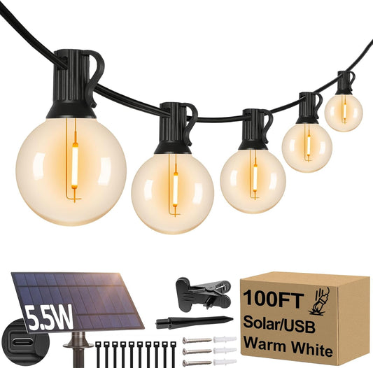 100FT G40 Solar String Lights for Outdoor Ambiance & Decor