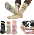 Non-Slip Toe Compression Pilates Socks - Anti-Odor Breathable Yoga Socks