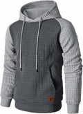 Mens Patchwork Plaid Jacquard Hoodie Pullover - Casual Comfort