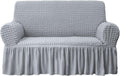 Loveseat Slipcover Grey - Easy Fitted High Stretch Love Seat Cover