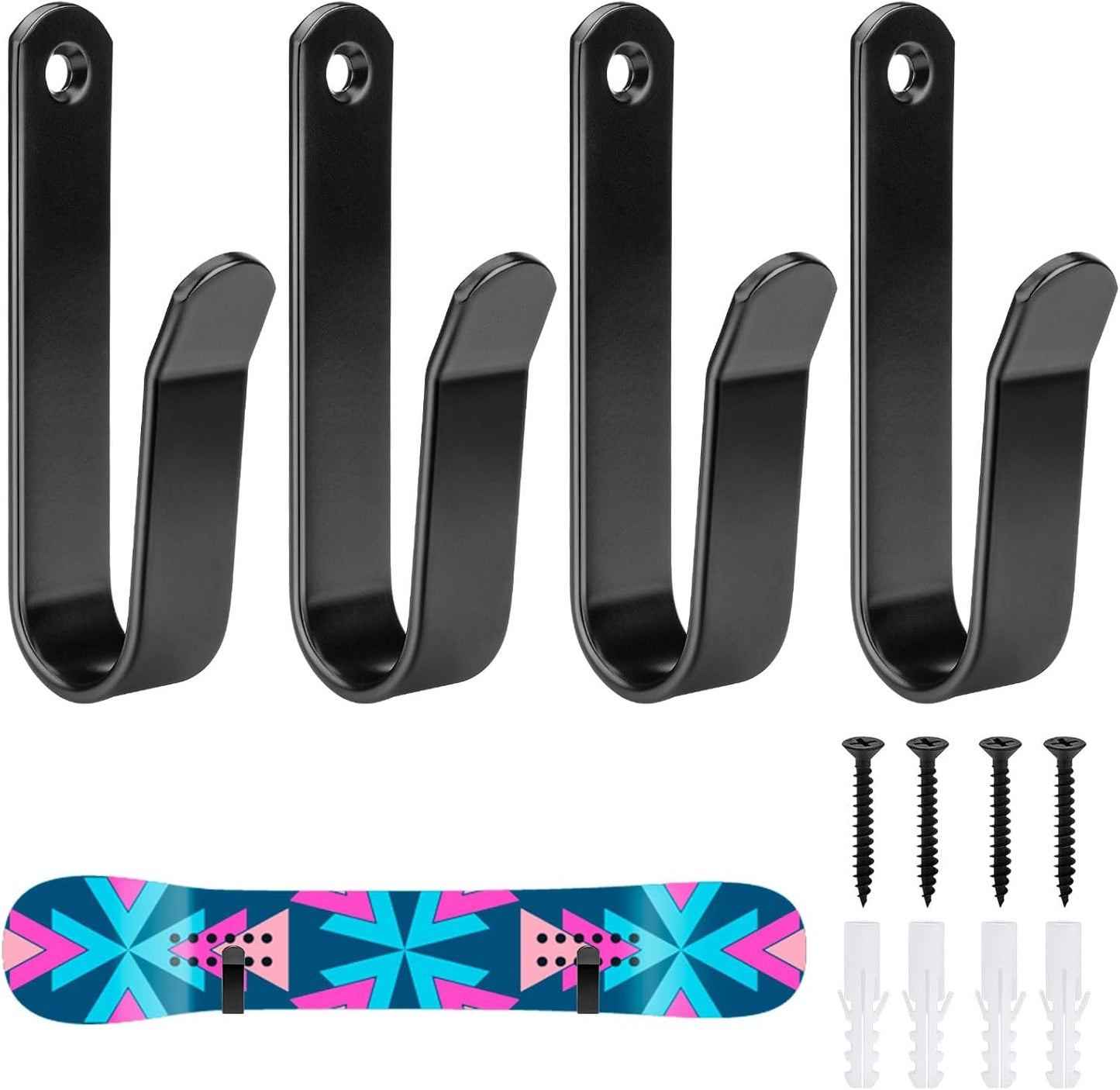 Space-Saving Snowboard Wall Mount - Indoor Storage Solution - Black