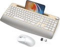 Ergonomic Wireless Keyboard and Mouse Combo - Quiet Full-Size Gold