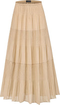Womens Chiffon Long Skirt with Elastic High Waist for Style