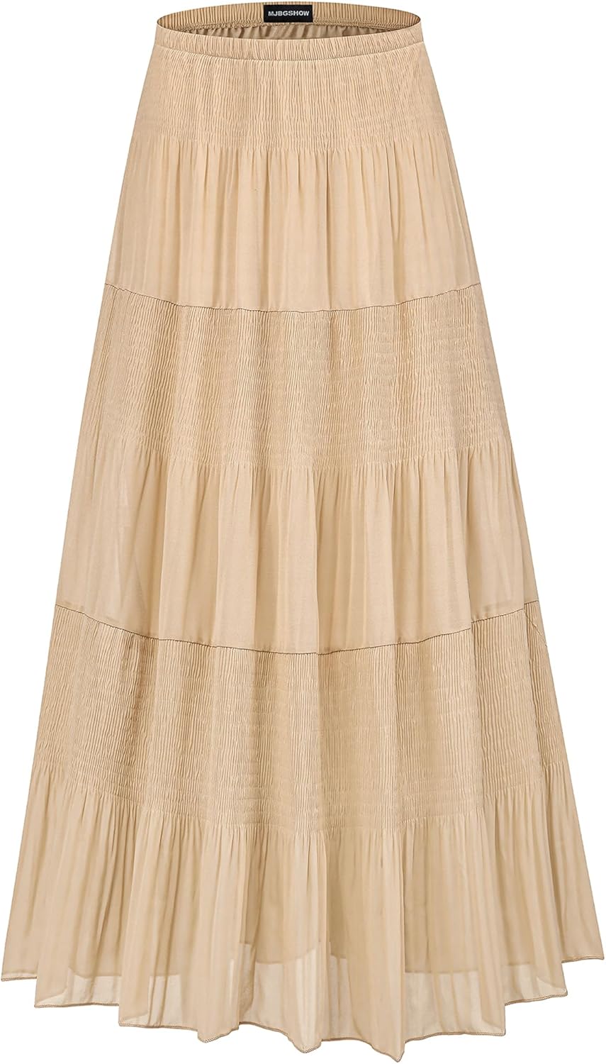 Womens Chiffon Long Skirt with Elastic High Waist for Style