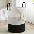 Cotton Rope Laundry Hamper Tall Woven Basket - 72L Breathable