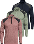 Men's Quarter Zip Active Shirt 3-Pack - Lightweight Performance Big