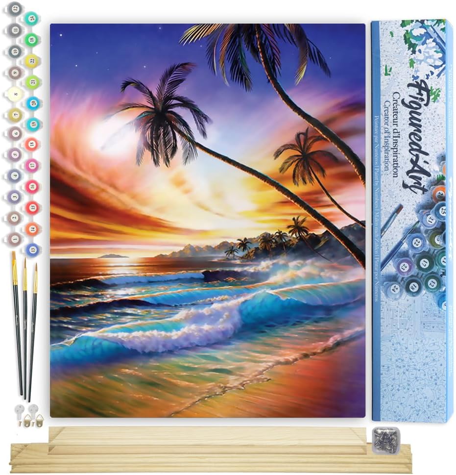 Figured'Art Paint by Numbers Kit for Adults - Storm on The Beach