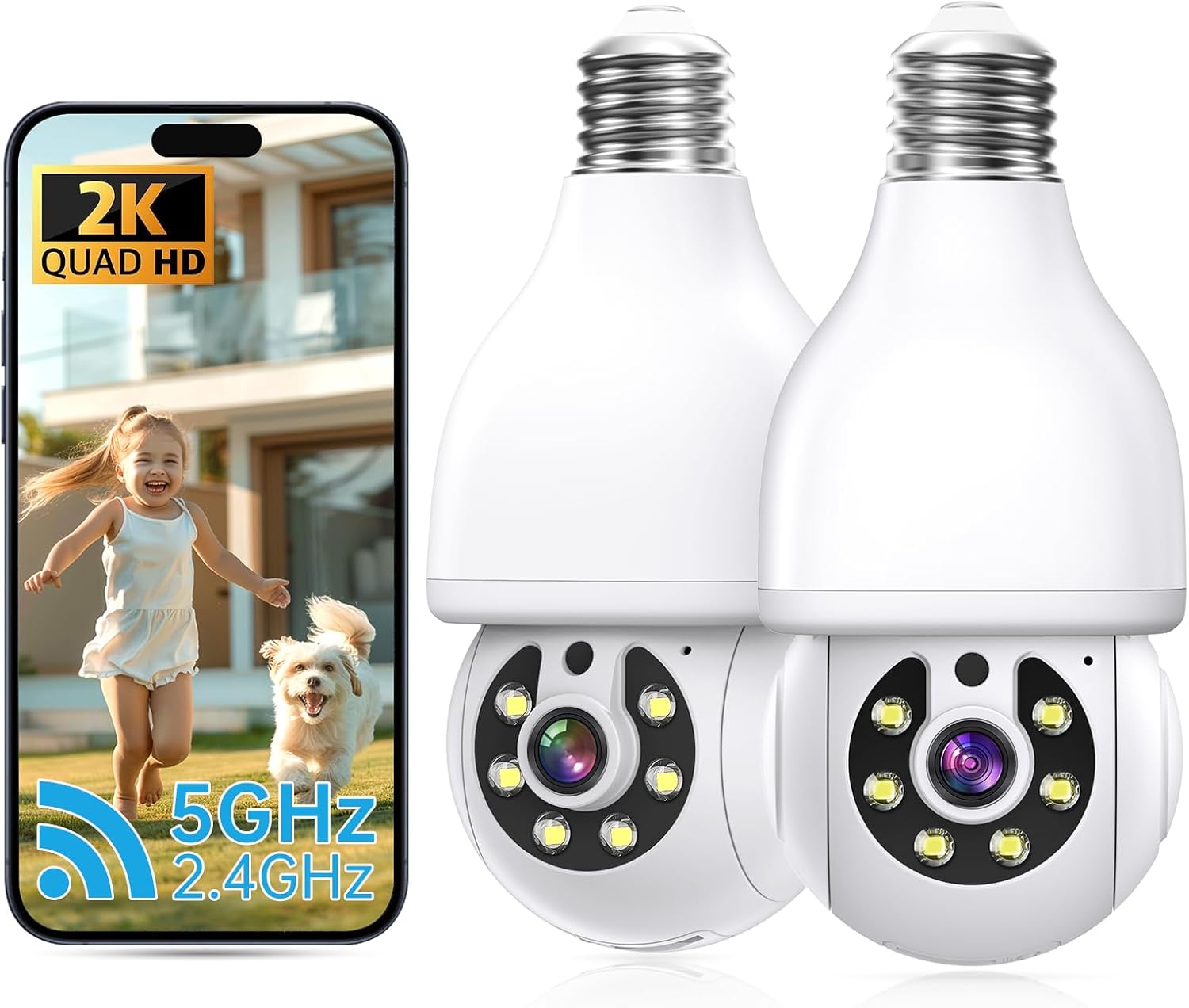 2K Color Night Vision Security Camera 2 Pack