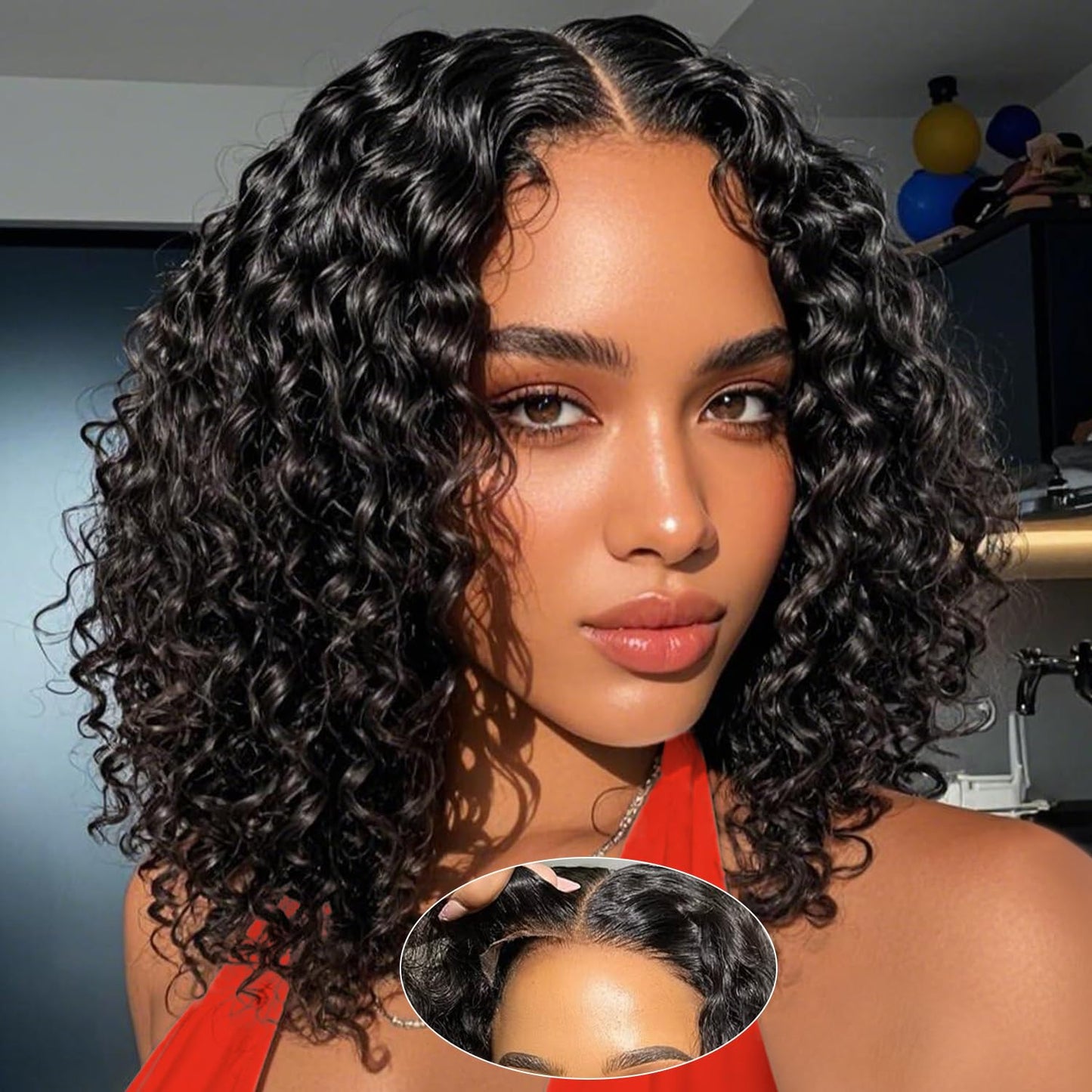 UCUVIC Curly Bob Wig Human Hair 5x5 Glueless Wear And Go Style