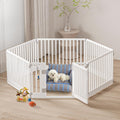 Pet Playpen Foldable Gate for Dogs Medium White - 4-Panel Portable Pen