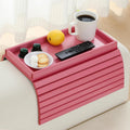 Bamboo Couch Arm Tray Table - Foldable Anti-Slip Sofa Armrest Tray