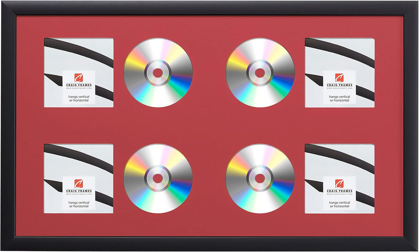 15x26 Red 4-CD Display Mat with Black Frame for CDs