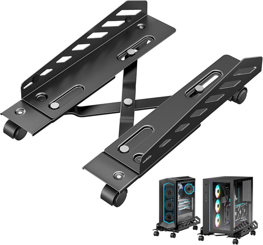 Adjustable PC Stand for Floor with Caster Wheels for Gamers