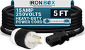 NEMA 6-15P to C13 Power Cord 15A/250V - Heavy Duty 5 ft