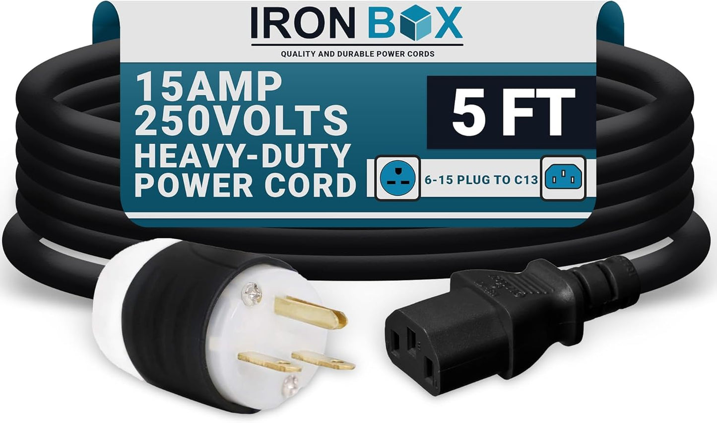 IronBox Electric NEMA 6-15 Plug to C13 Connector Power Cord
