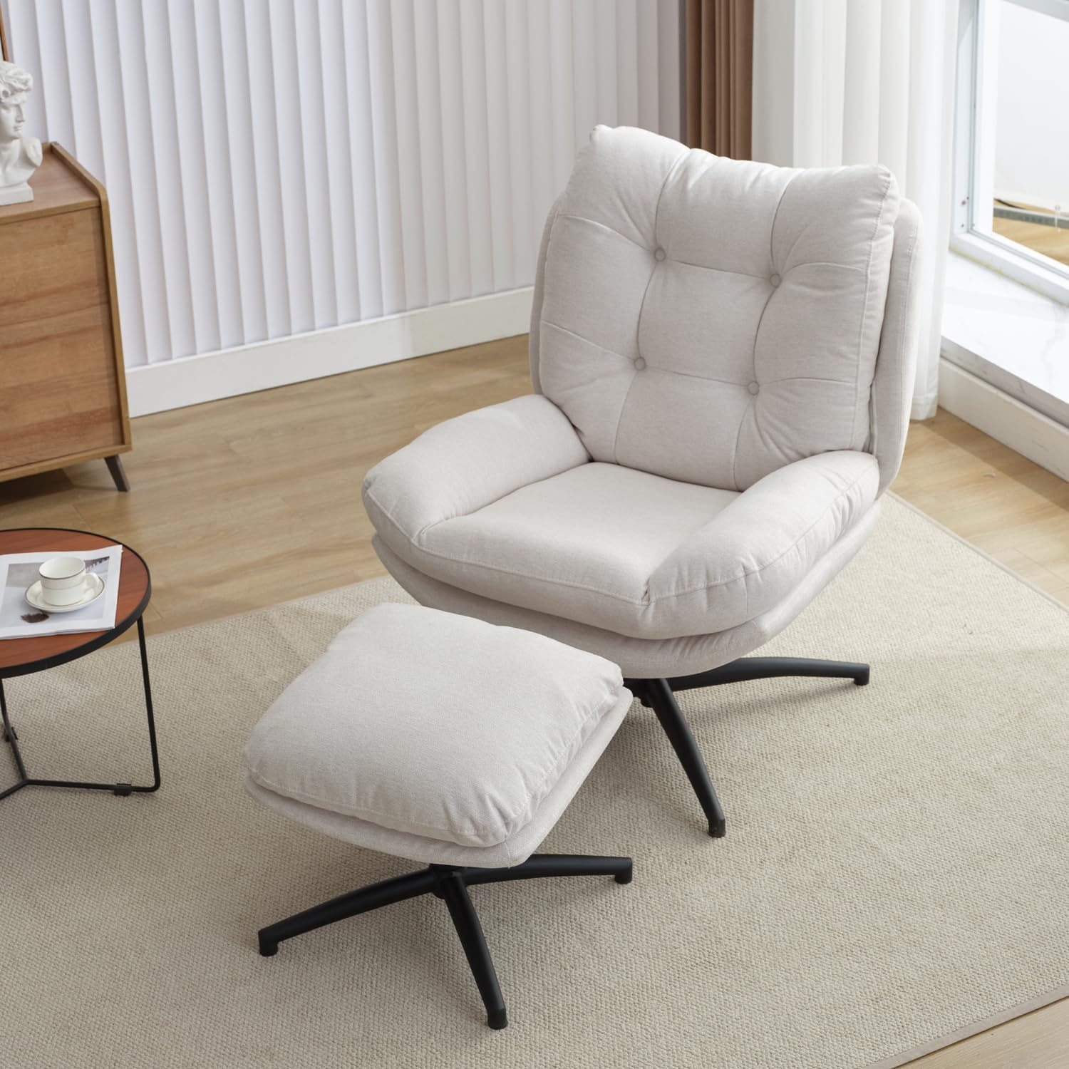 360 Swivel & Tilt Lounge Chair Set, Plush Chenille, Comfort Stretch