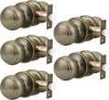 Probrico 5 Pack Door Knobs Interior Antique Brass - Keyless Passage