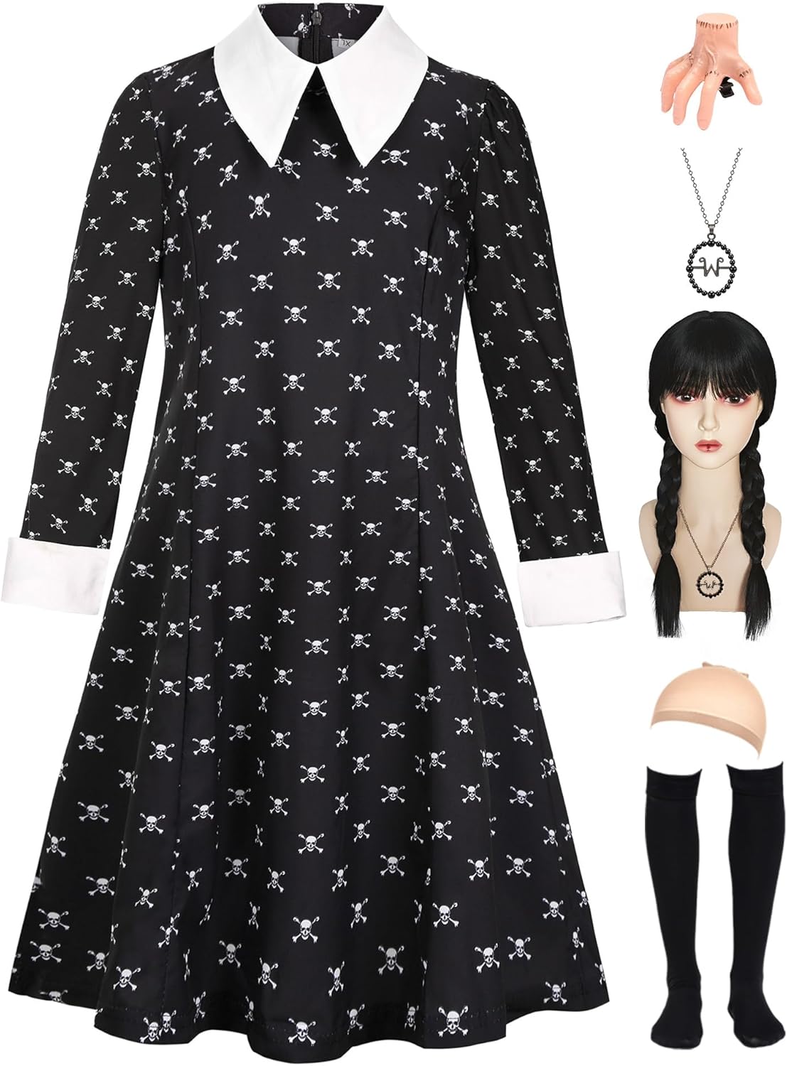 Kids Halloween Costume Girls Black Dress Cosplay with Accessories