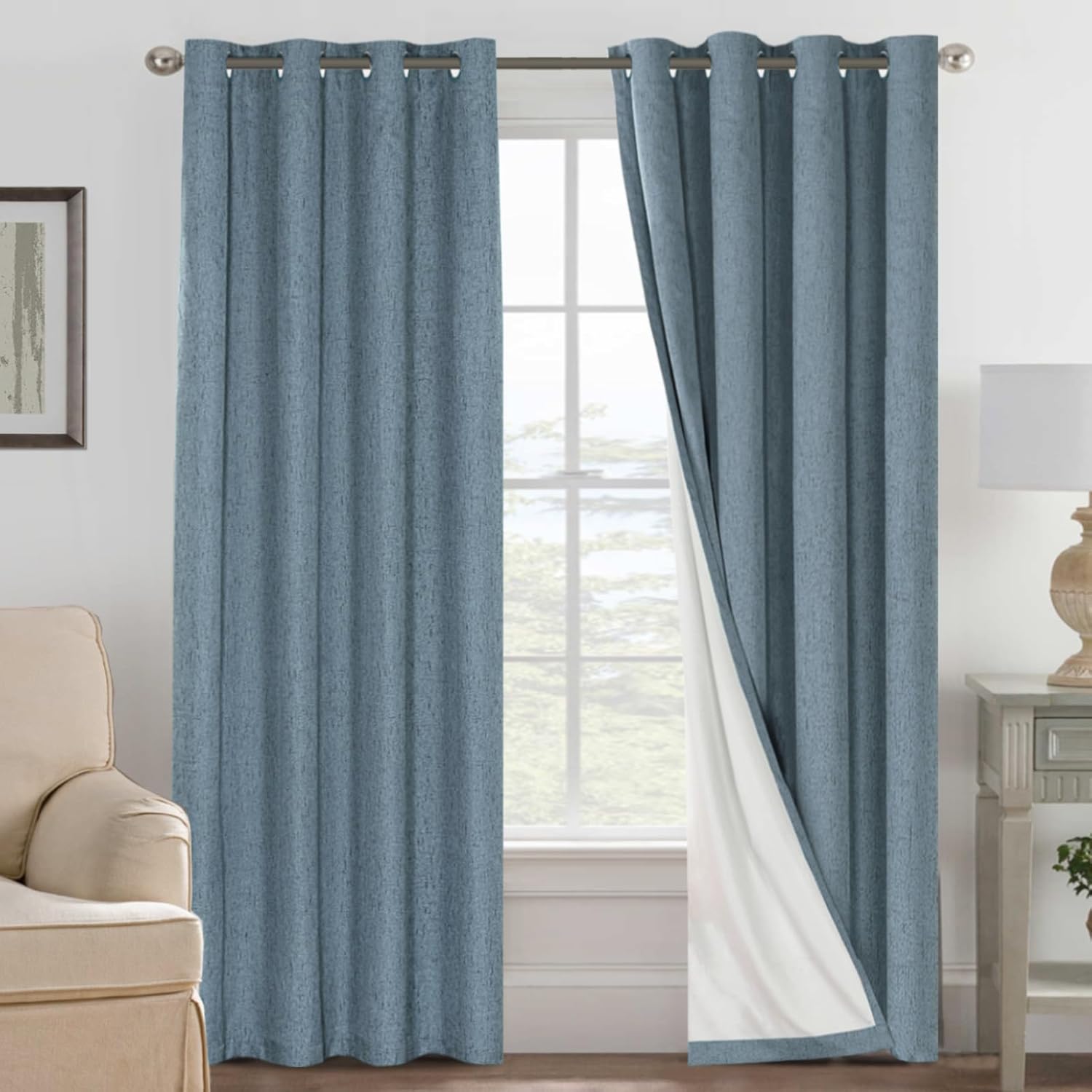 H.VERSAILTEX Linen Blackout Curtains for Energy Saving Style
