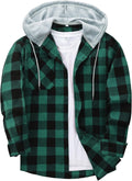 Mens Flannel Hoodie Shirt Plaid Button-Down - Warm Casual Layer