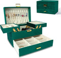 Dajasan Jewelry Box for Women, 3 Layers Large Velvet Organizer