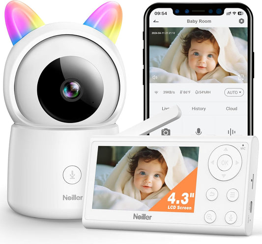NOILLER Smart Video Baby Monitor: HD Camera, 2-Way Talk, Night Vision