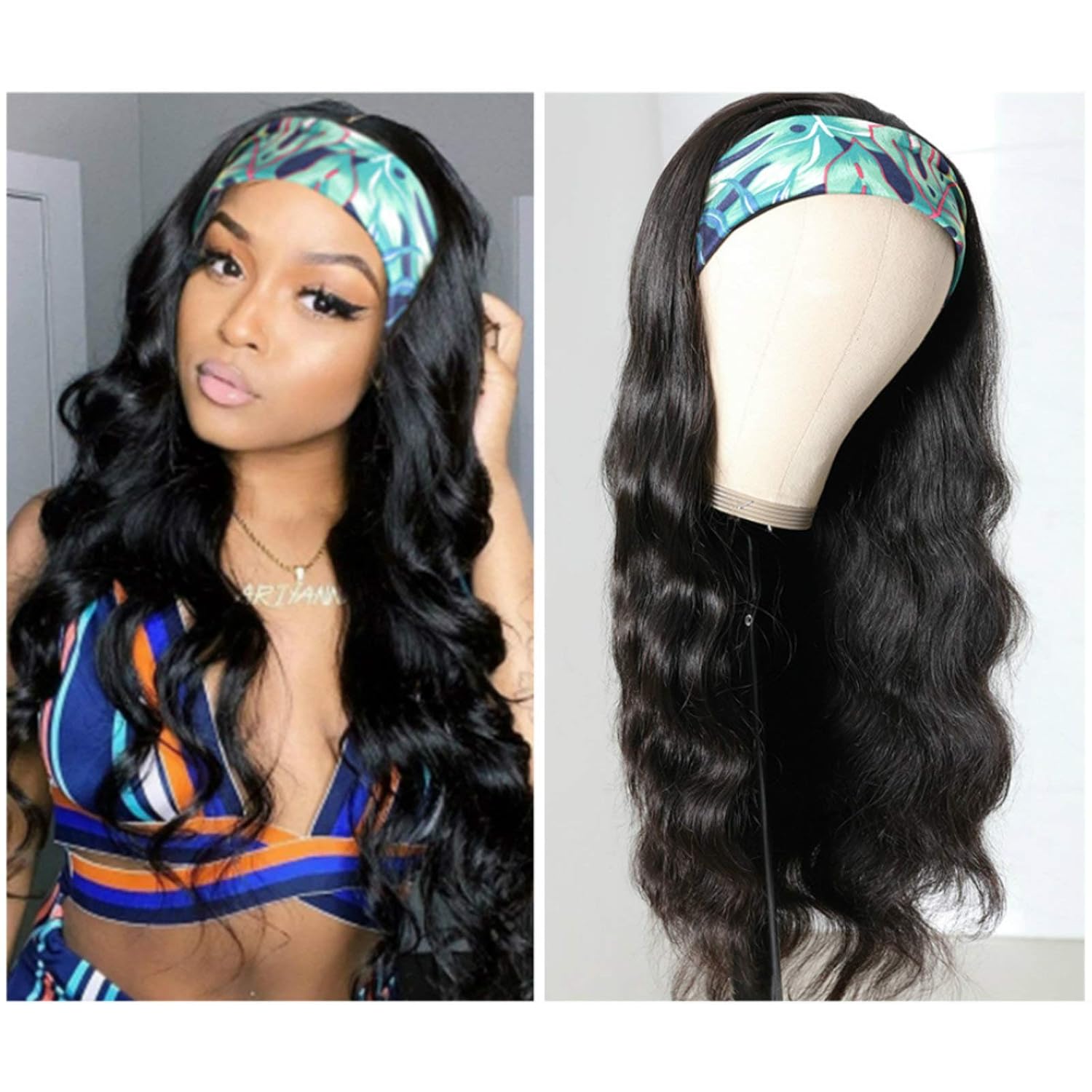 Body Wave Headband Wig Human Hair for Black Women - 20 in