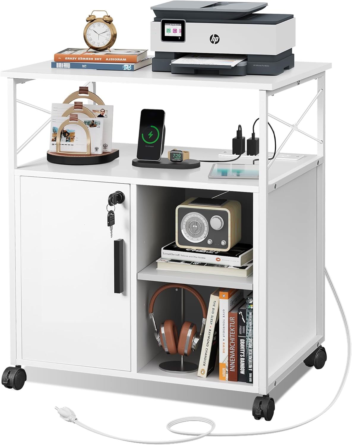 DEVAISE Lockable File Cabinet with Charging Station