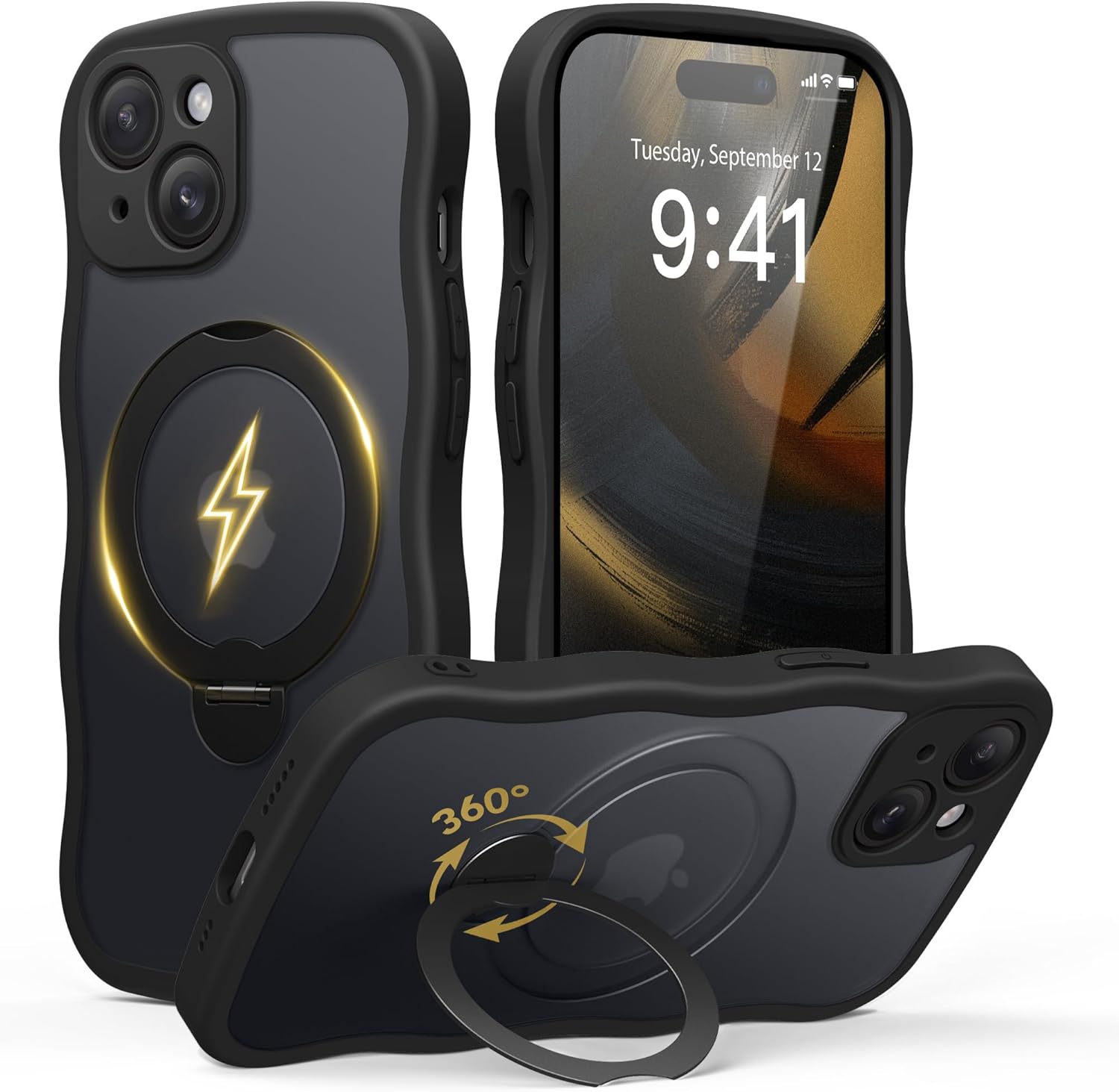 GolbinBox iPhone 15 Plus Case with 360 Spin Magnetic Stand