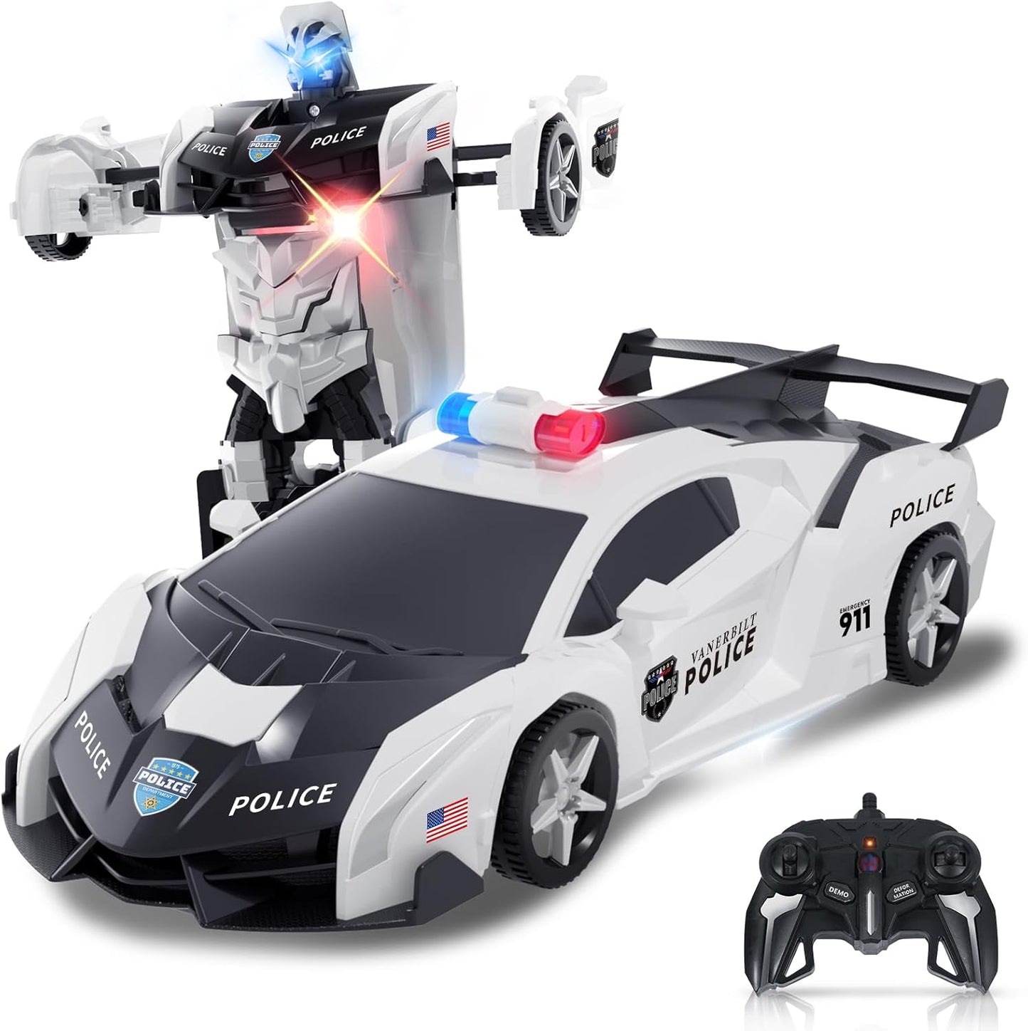 Carox Transform Robot RC Car - Laser Eyes, 3D Stickers!