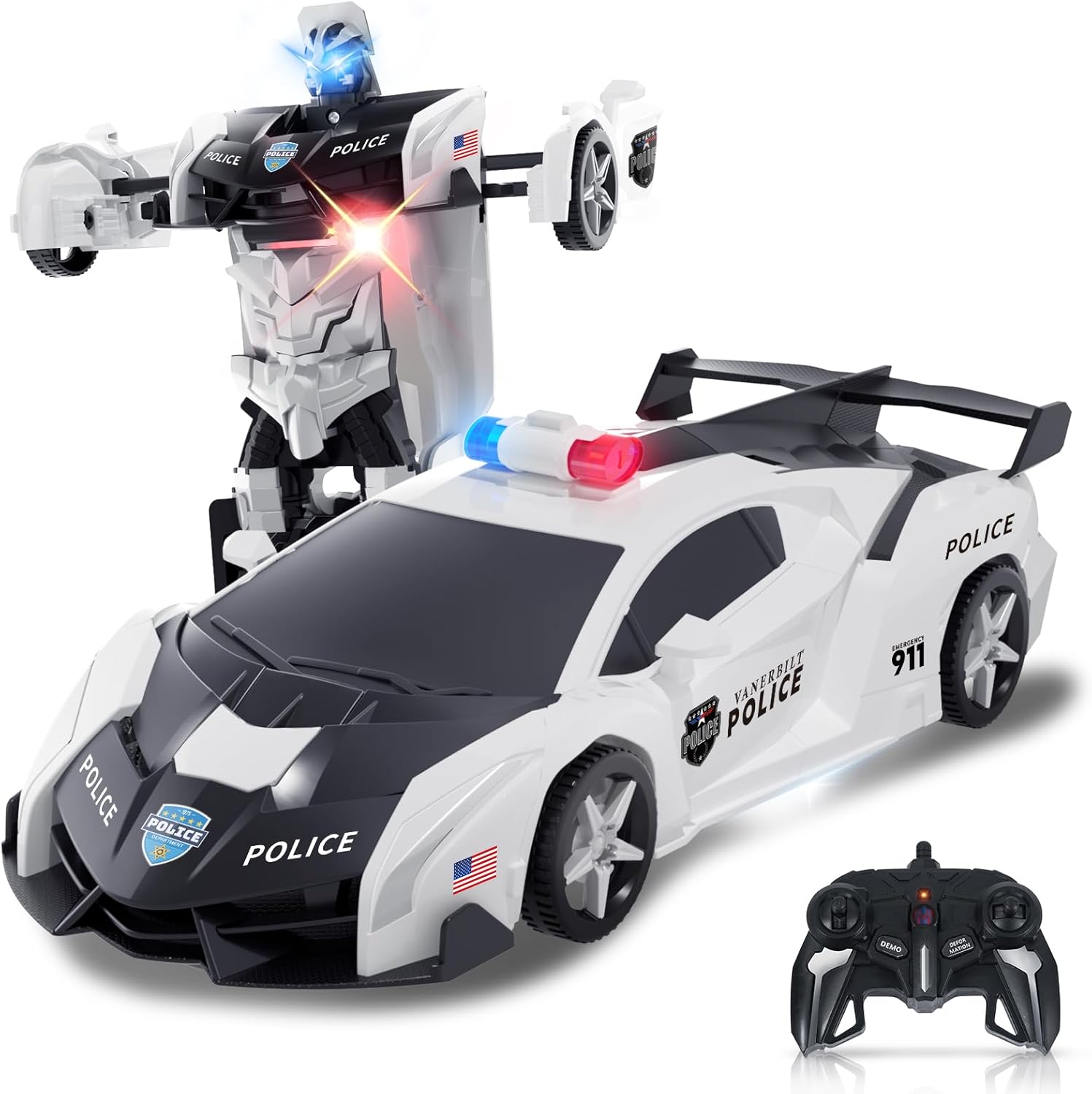 Carox Transform Robot RC Car - Laser Eyes, 3D Stickers!