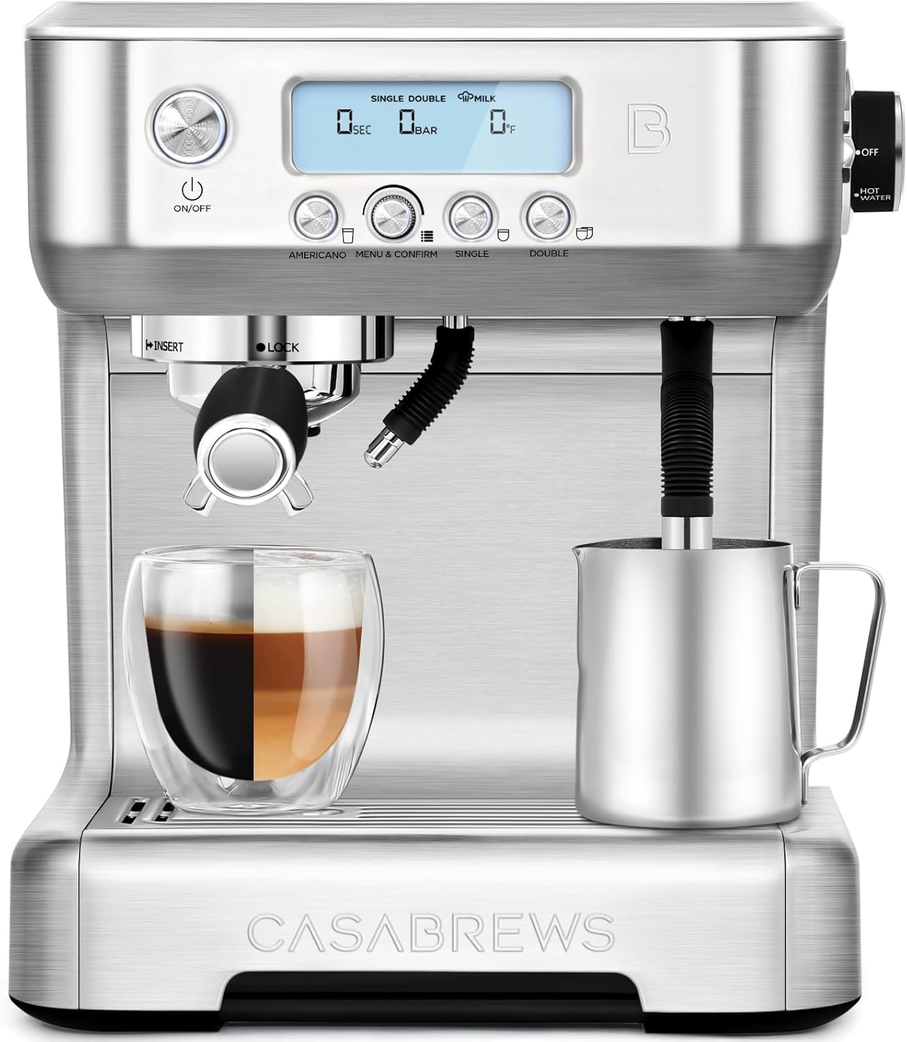 CASABREWS Neutron Pro Espresso Machine - Dual Boiler, 20 Bar, Automatic Milk Frother