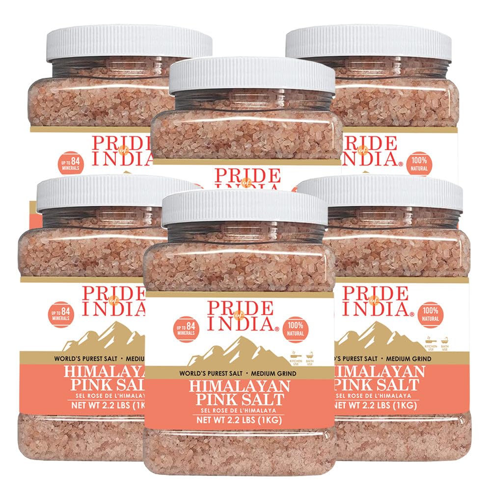 Pure Himalayan Pink Salt Pack of 6 - Enriched with 84 Minerals