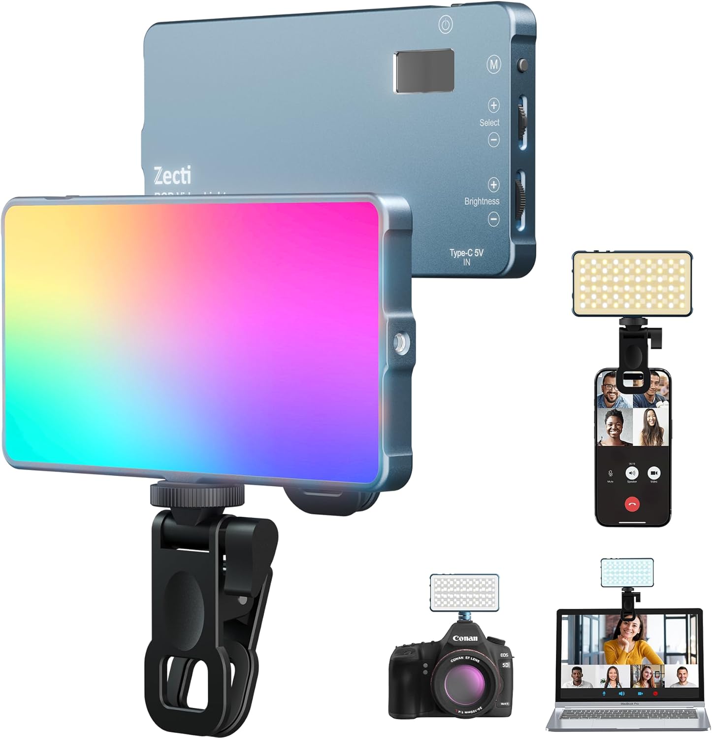 Selfie Camera Phone Light with Metal Hotshoe & Clip for Perfect Shots