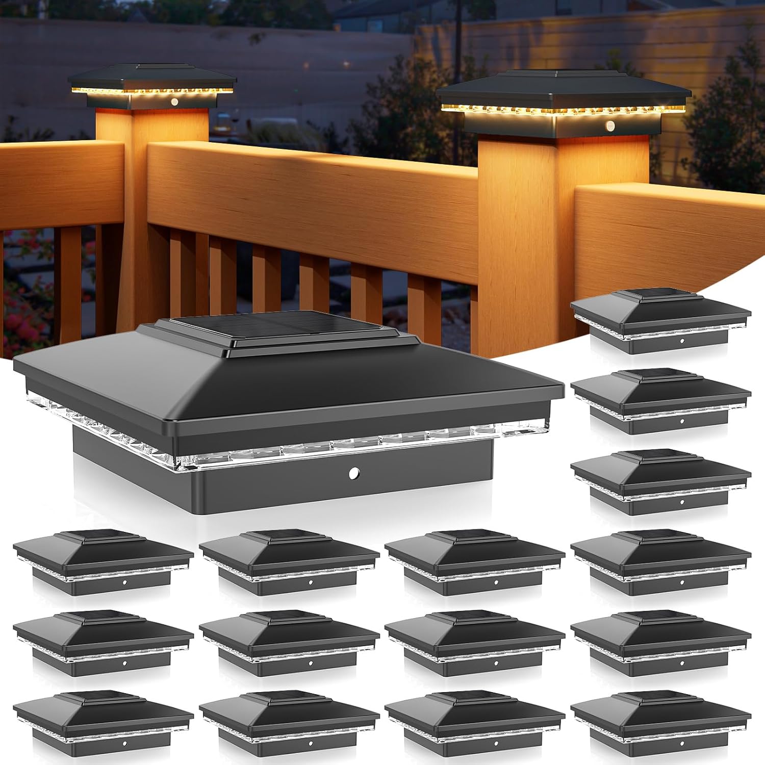 APONUO 4x4 Solar Post Cap Lights - Bright Eco-Friendly Illumination