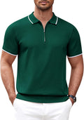 Men's Zipper Polo Shirt Quarter Zip Knit Short Sleeve - Classic Fit go