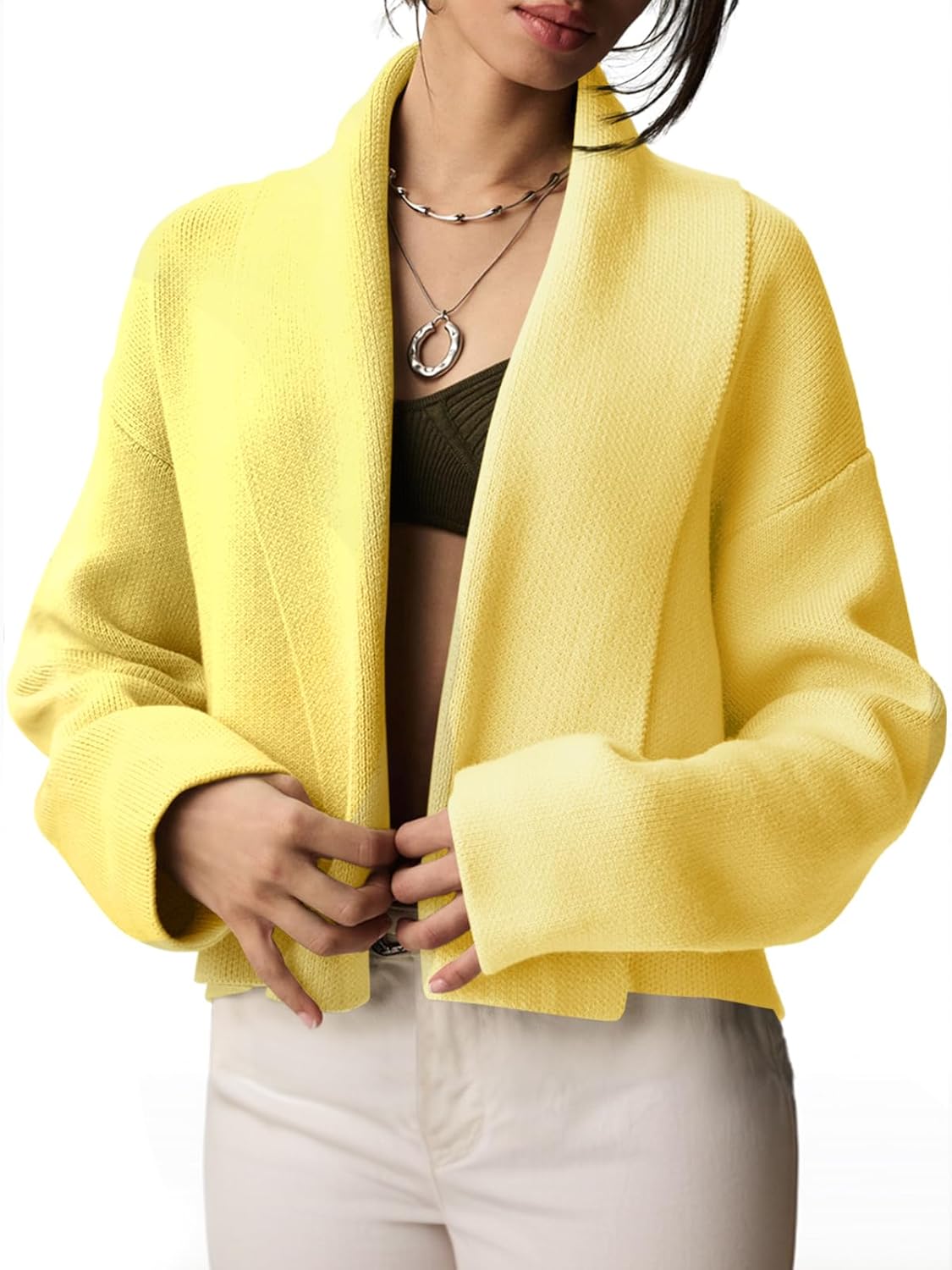 Saodimallsu Womens Cropped Cardigan Open Front Shawl for Fall