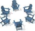 SERWALL Folding Adirondack Chair Set of 6 - Navy Outdoor Comfort