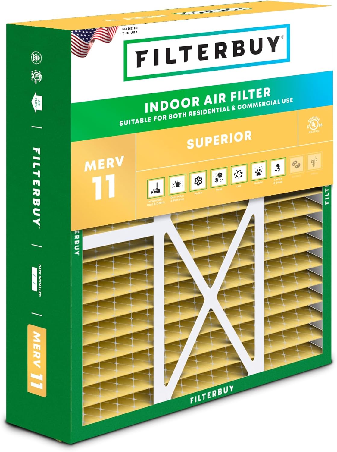 Filterbuy 22x24x5 Air Filter MERV 11 for Pet & Allergy Defense