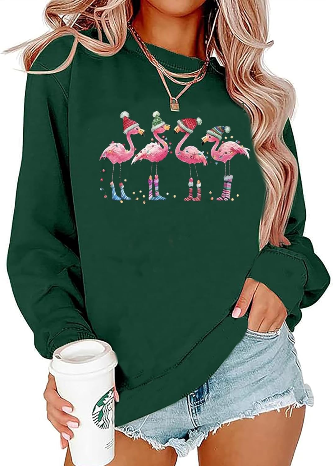 BOMYTAO Flamingo Sweatshirt - Festive Blinking Lights