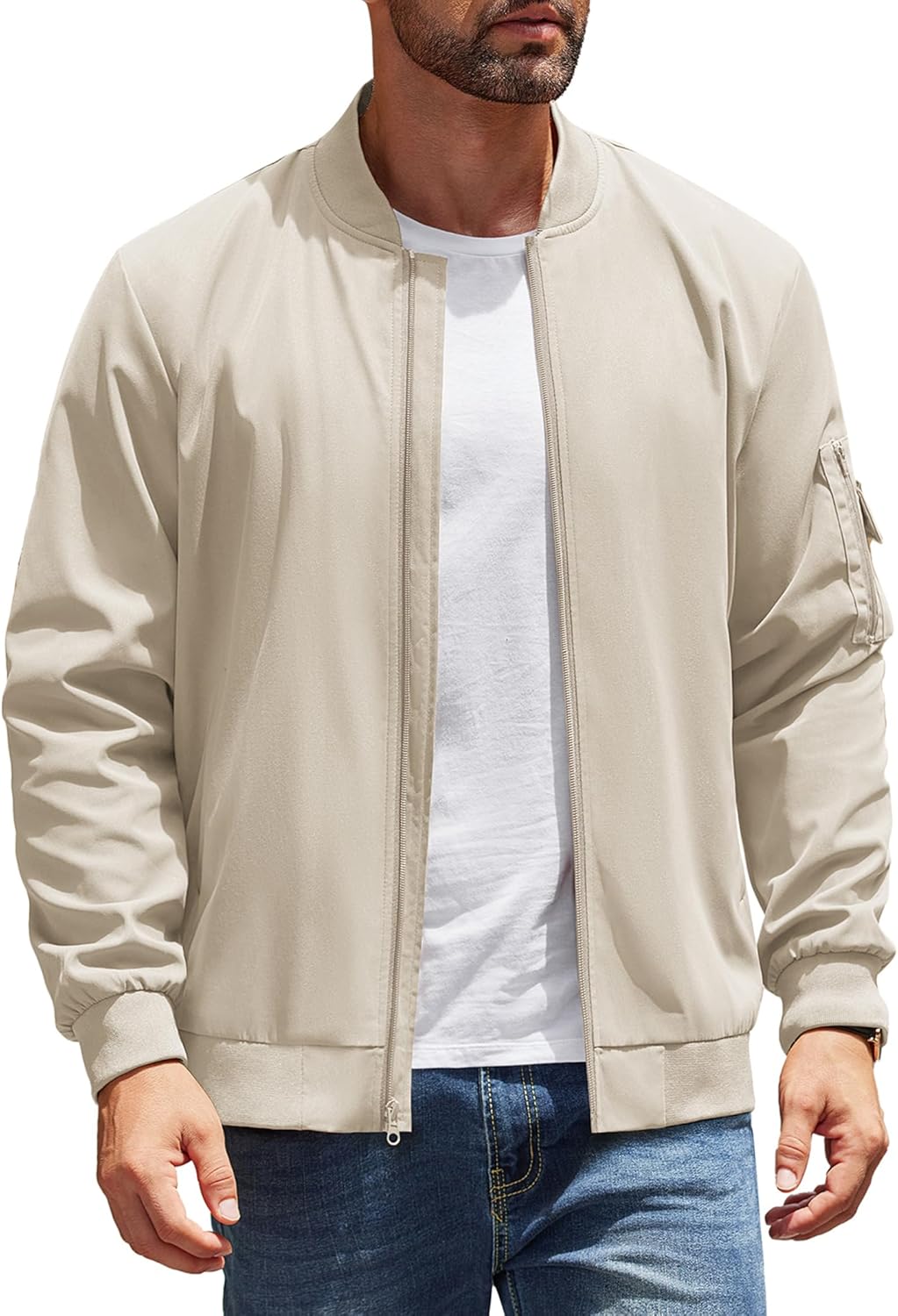 Men's Lightweight Bomber Jacket for Casual Spring and Fall Wear