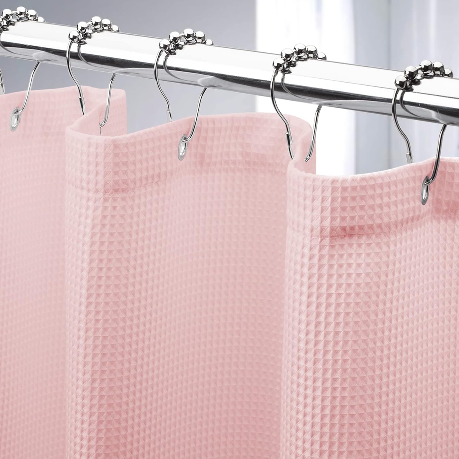 Luxurious Blush Pink Waffle Shower Curtain by AmazerBath