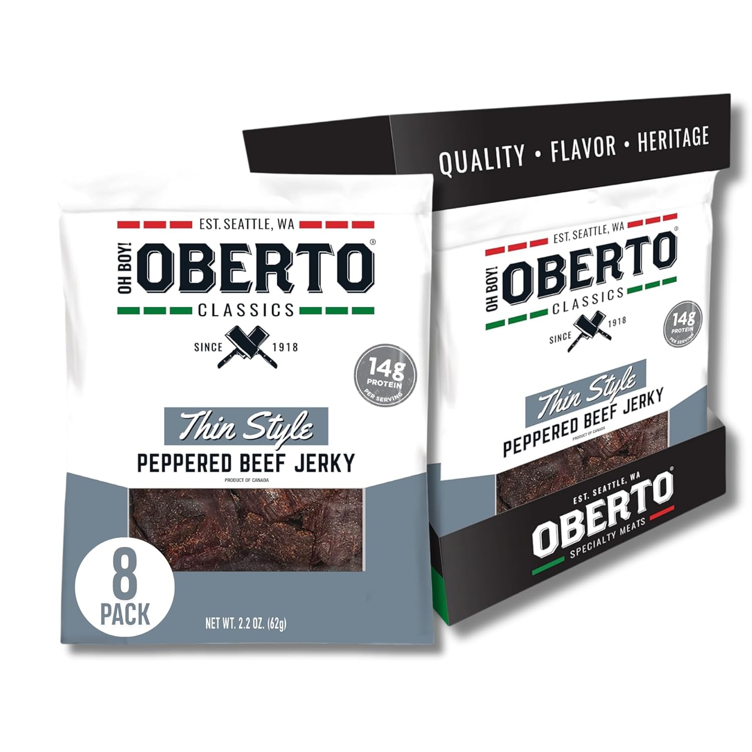 Oberto Classics Thin Style Beef Jerky: Peppered Flavor Snack